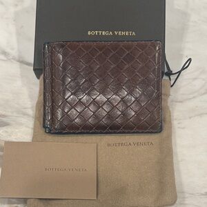Bottega Veneta Intrecciato Piccolo Bi-Fold Wallet Brown & Blue
